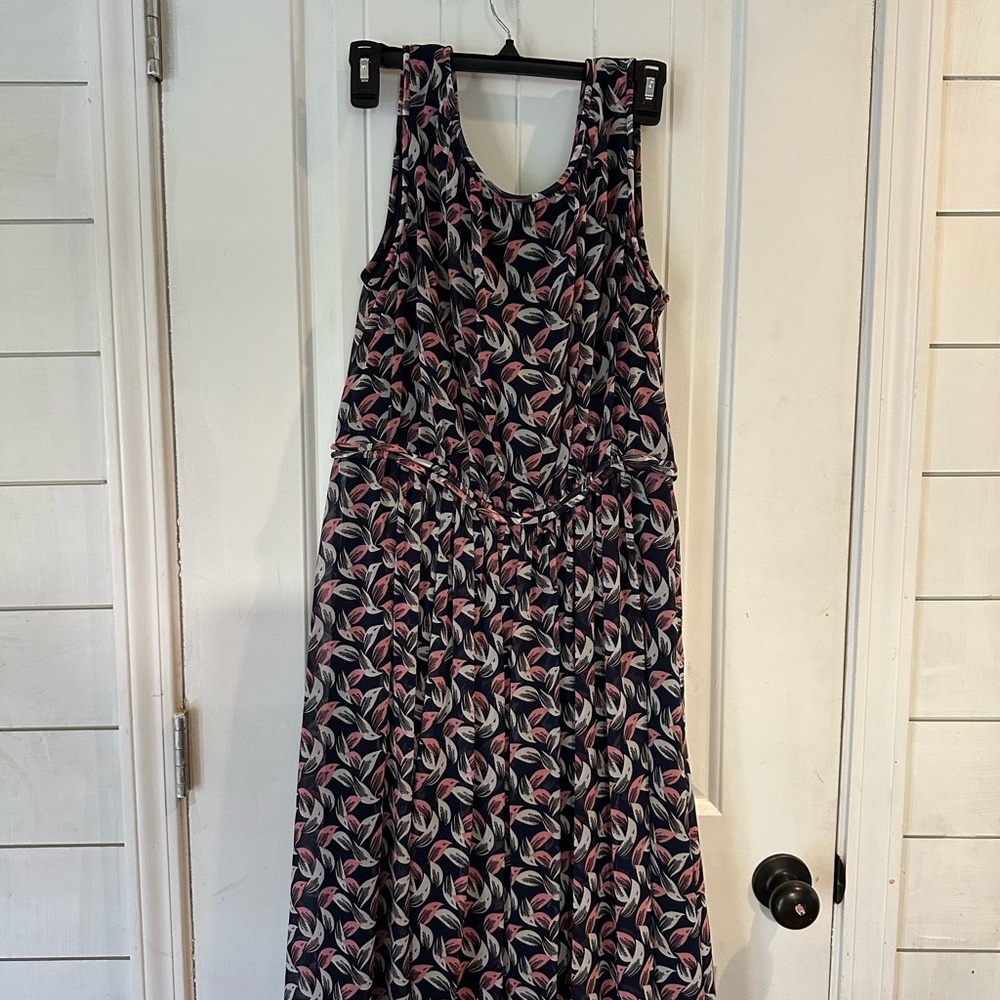 Boden navy and Pink Floral Maxi Dress 10L